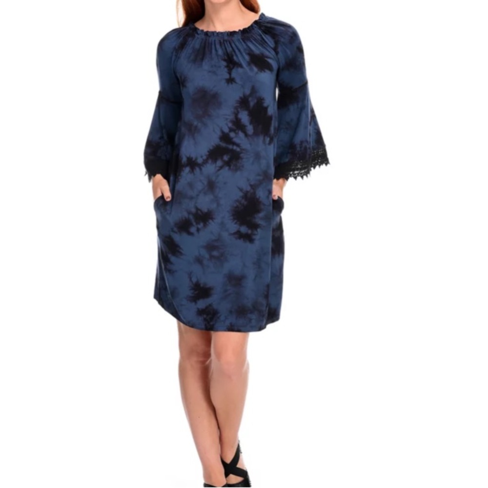 Women’s Indigo Thread Co Blue Tie-Dye Off The Shoulder Dress